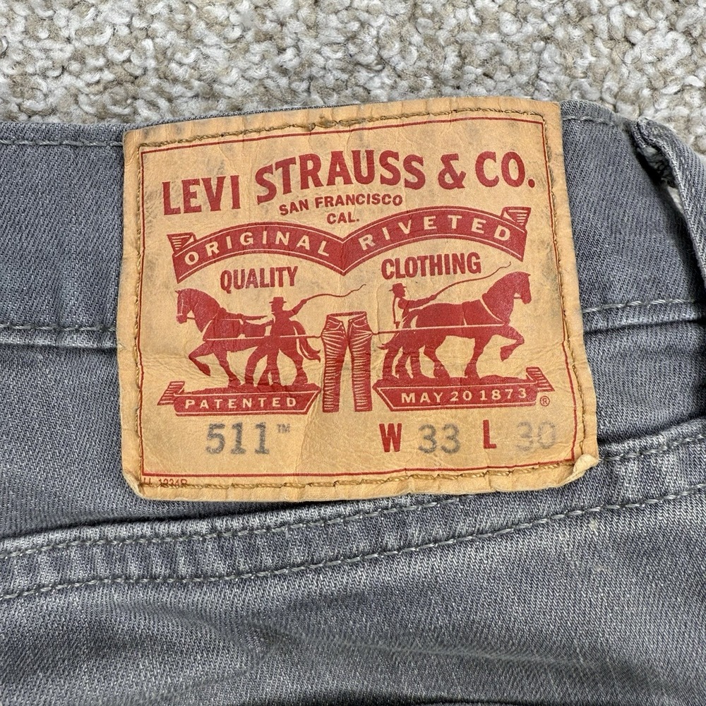 Levi's 511 Jeans Men's 33x30 Regular Fit Straight Leg Medium Wash Gray Denim - Picture 9 of 16